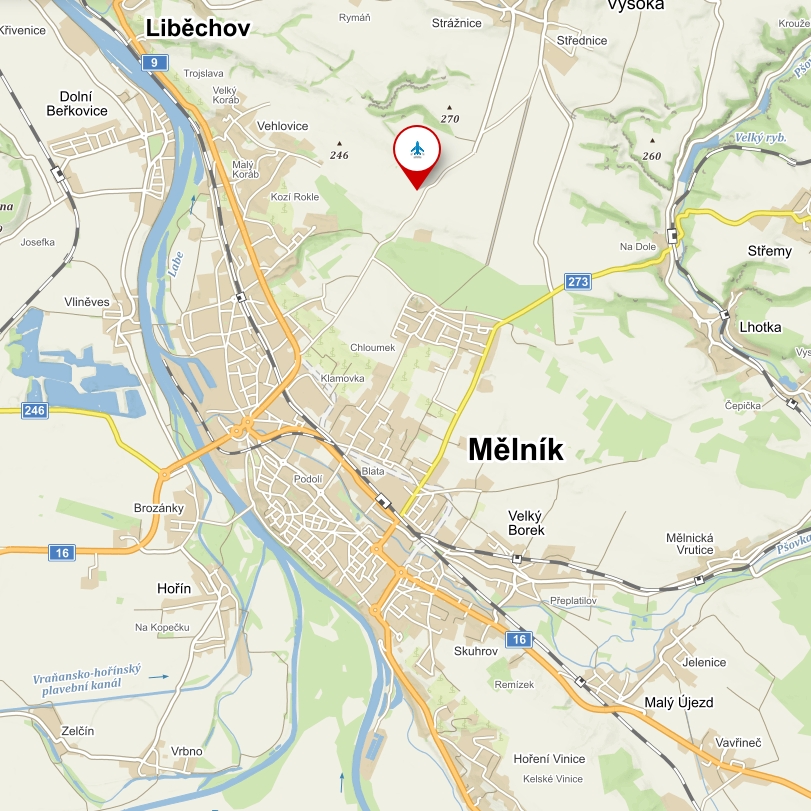 Mapka letiště RC Klubu Mělník